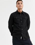 River Island Denim Shirt In Black