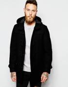 Asos Wool Mix Duffle Coat In Black - Black