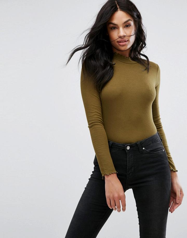 Vero Moda Tall High Neck Top - Green