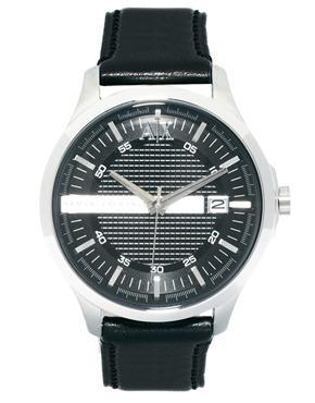 Armani Exchange Black Leather Strap Watch Ax2101 - Black