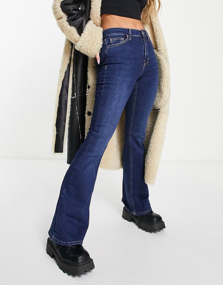 Topshop Jamie Flare Jean In Rich Blue-blues
