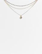 Topshop Heart Pendant 3 X Multipack Choker Necklaces In Gold