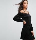 Fashion Union Tall Off The Shoulder Dress With Lace Neckline - Multi