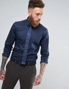 Moss London Skinny Smart Shirt With Stretch - Navy