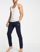 Emporio Armani Bodywear Terry Eagle Logo Sweatpants In Navy