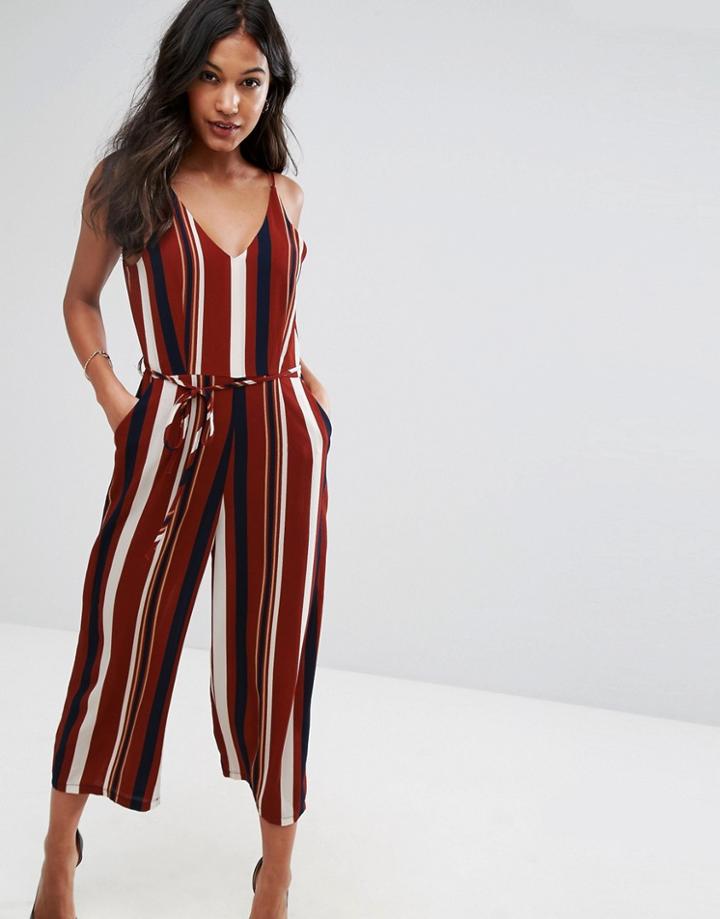 Ax Paris Striped Culotte Jumpsuit - Multi