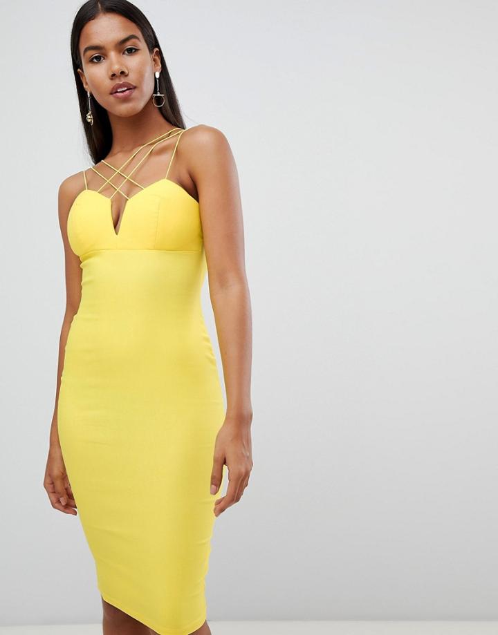 Rare Multi Cross Strap Midi Dress - Yellow