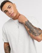Brave Soul Roll Sleeve T-shirt In Light Gray Heather-grey