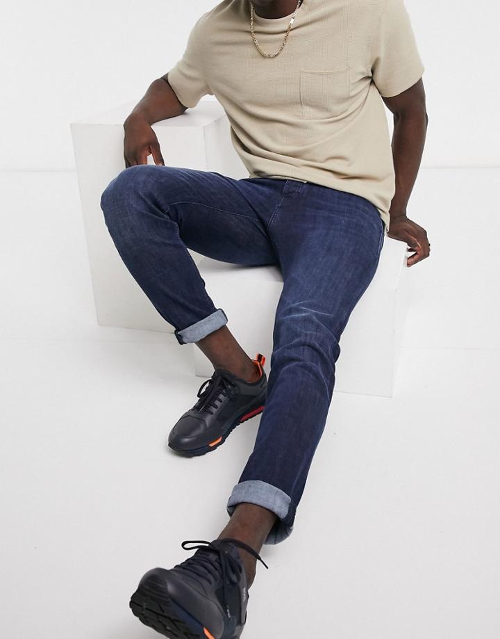 Boss Taber Tapered Fit Jeans In Mid Wash-blues