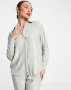 Asos Edition Sequin Shirt In Sage Green