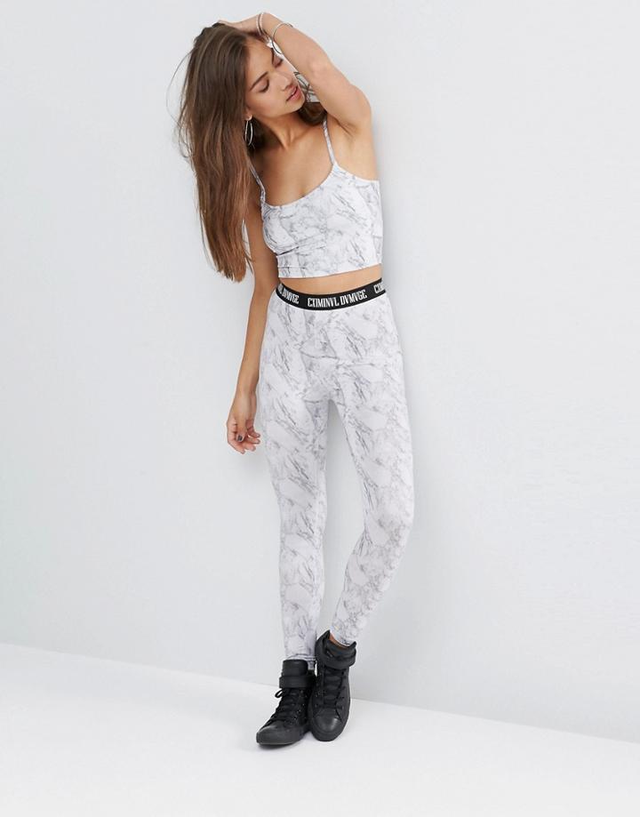 Criminal Damage Marble Leggings - Gray