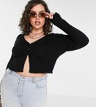 Collusion Plus Ribbed Cardigan In Black