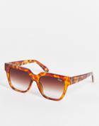 Quay Psa Unisex Square Sunglasses In Honey Tortoiseshell With Gradient Lens-brown