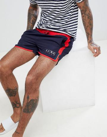 Luke Sport Chopper Harris Swim Shorts In Navy/red - Navy