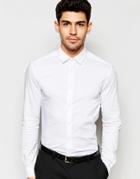 Asos Skinny Shirt In White With Long Sleeves - White