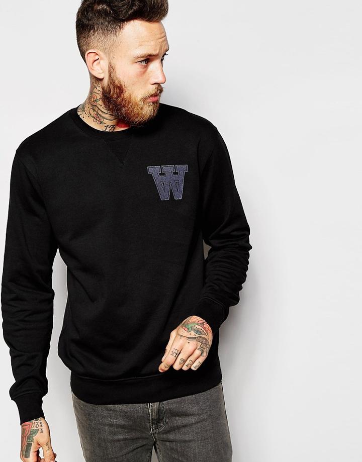 Wood Wood Sweatshirt With Aa Logo - Black