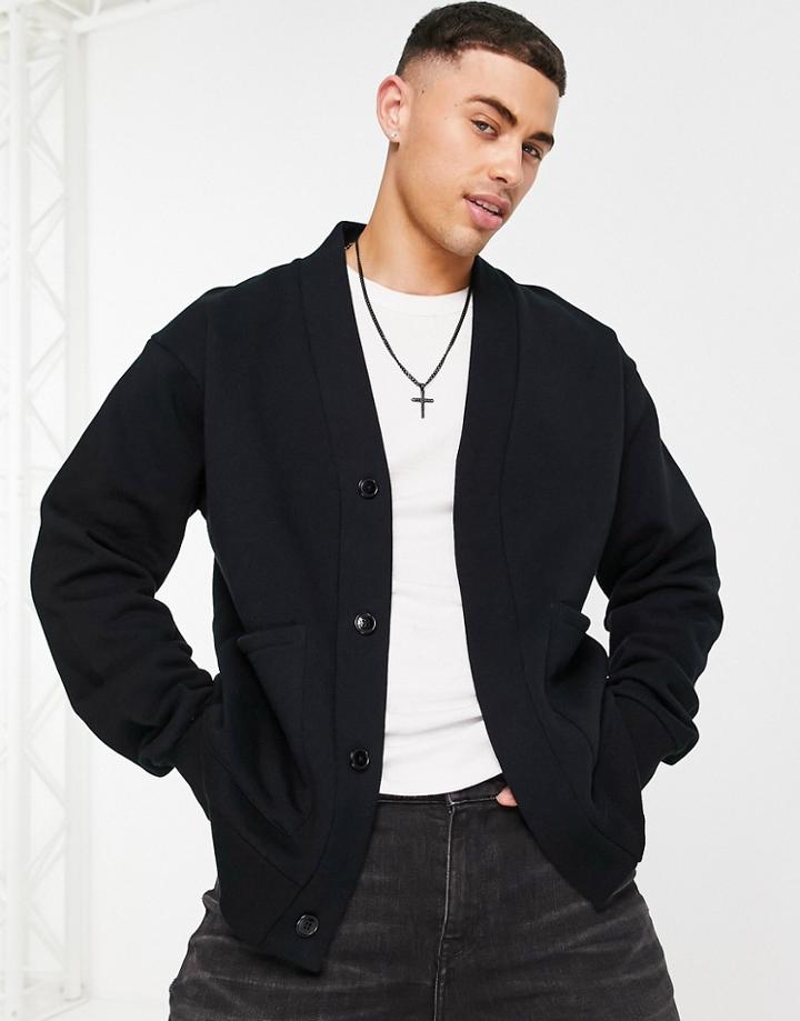 Topman Patch Pocket Cardigan In Black