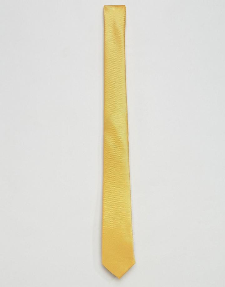 Asos Slim Tie In Yellow - Yellow