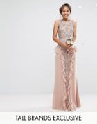 Maya Tall Embellished Maxi Dress With Ruffle Skirt Detail - Pink