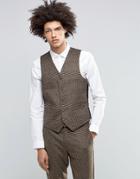 Feraud Heritage Premium Wool And Cashmere Blend Brown Check Waistcoat - Brown