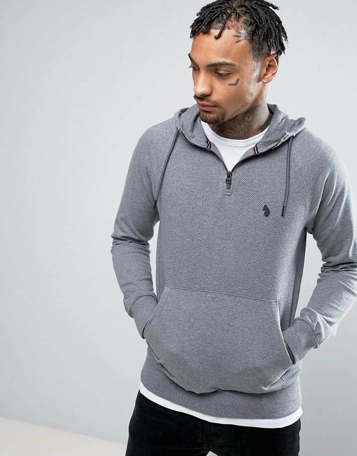 Luke 1977 Honey Louigi Hoodie Half Zip Small Logo Mix Fabric In Gray Marl - Gray
