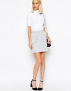 Asos A-line Skirt With Scallop Pockets - Ice Blue