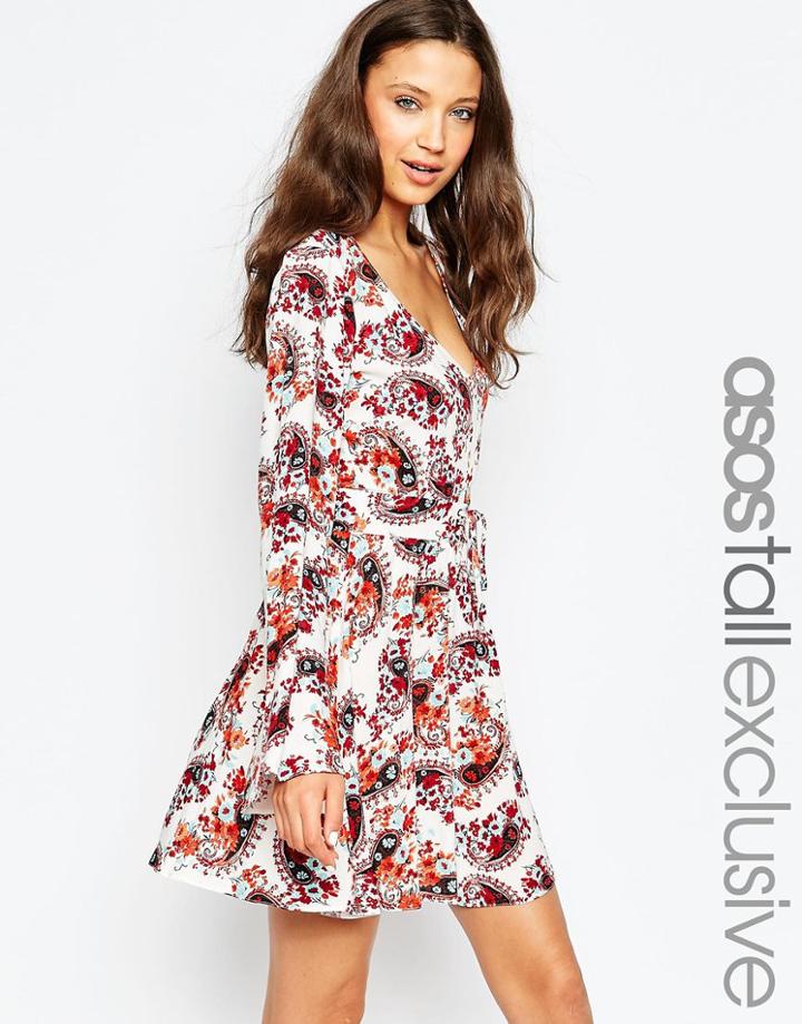 Asos Tall Exclusive Boho Skater Dress In Print - Print