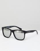 Pull & Bear Square Sunglasses In Black With Silver Mirrored Lenses - Black