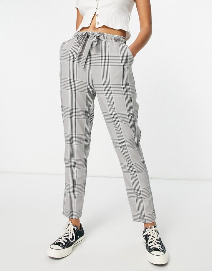 Miss Selfridge Tailored Sweatpants In Mono Plaid-black
