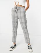 Miss Selfridge Tailored Sweatpants In Mono Plaid-black