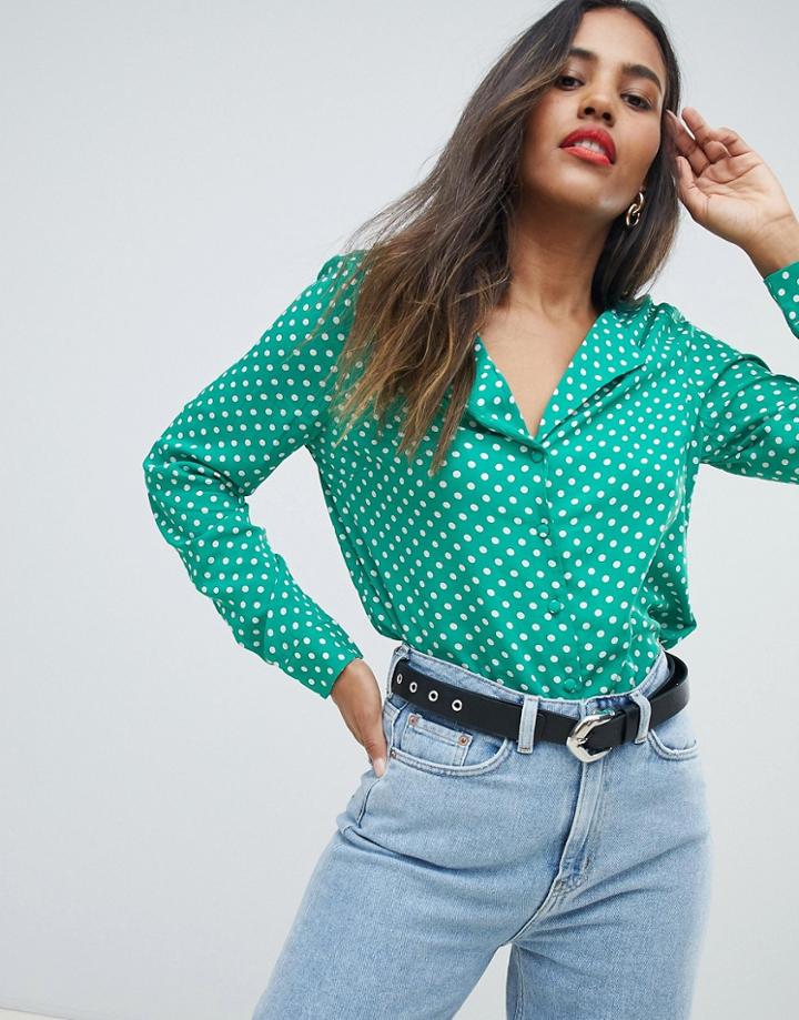 Vila Spotty Relaxed Collar Blouse - Multi