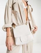 Urbancode Leather Chain Detail Crossbody Bag In Off White