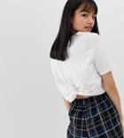 Asos Design Petite Crop T-shirt With Twist Back - White