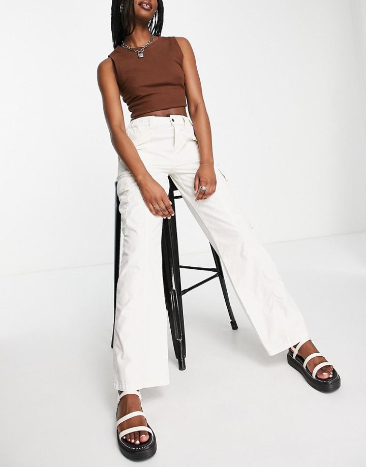 Asos Design 00's Low Rise Cargo Pants In Oatmeal-neutral