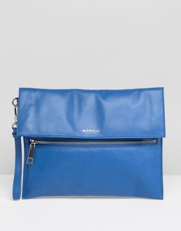 Modalu Leather Clutch Bag - Blue