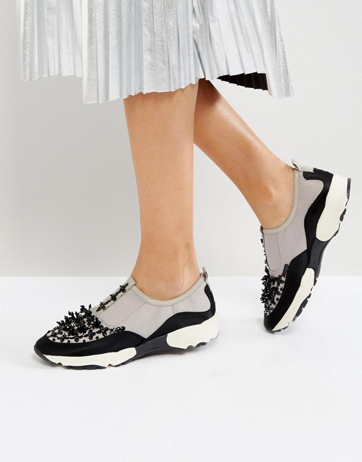 Carvela Lola Embellished Sneakers - Gray