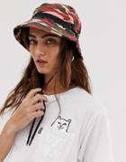 Asos Design Camo Fisherman Bucket Hat With Toggle Detail-red