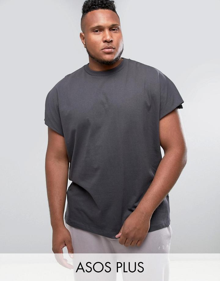 Asos Plus Oversized T-shirt In Heavy Weight - Gray