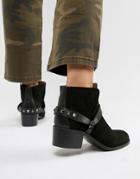 Hudson London Black Suede Western Ankle Boots - Black