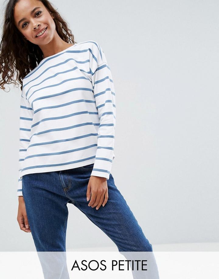 Asos Petite Stripe T-shirt In Baby Loop Back - Multi