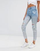 Missguided Holographic High Waisted Jean - Blue
