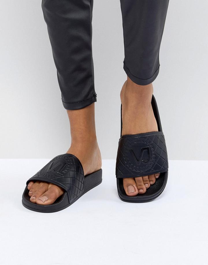 Versace Jeans Quilted Logo Slider - Black
