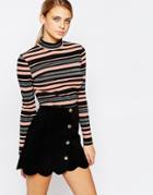 Fashion Union Lurex Stripe Polo - Mono