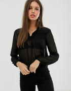 Jdy Lace Blouse In Black - White