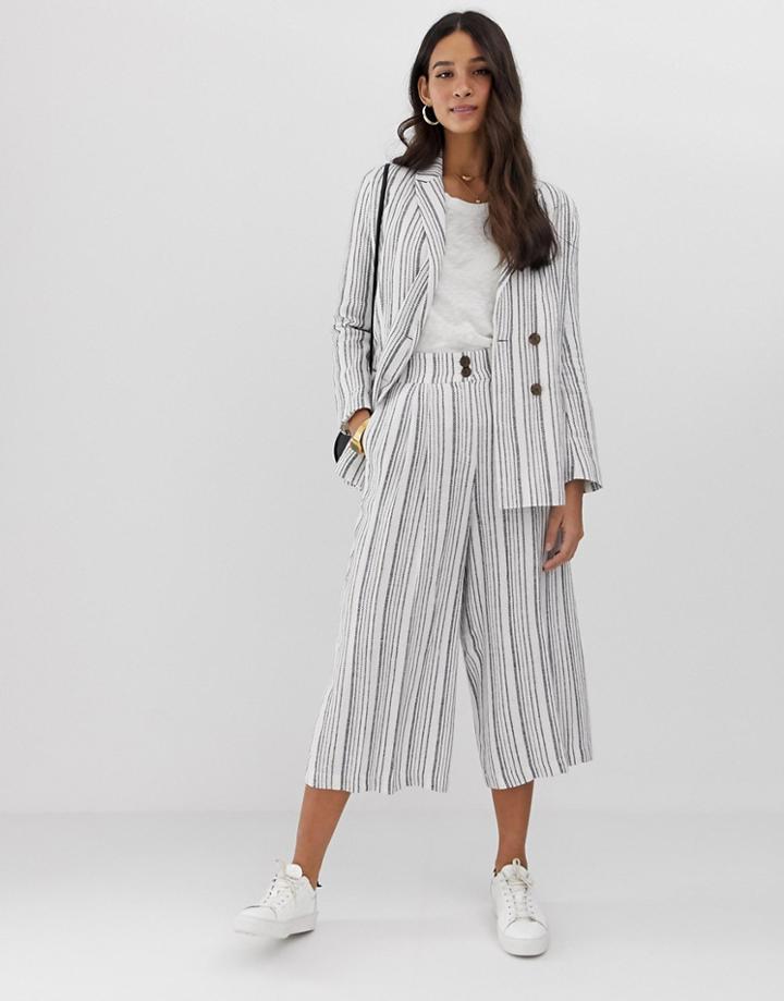 Asos Design Gutsy Linen Culottes In Stripe-multi