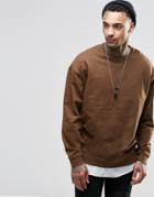 Asos Oversized Sweatshirt In Brown - Saddle Brown