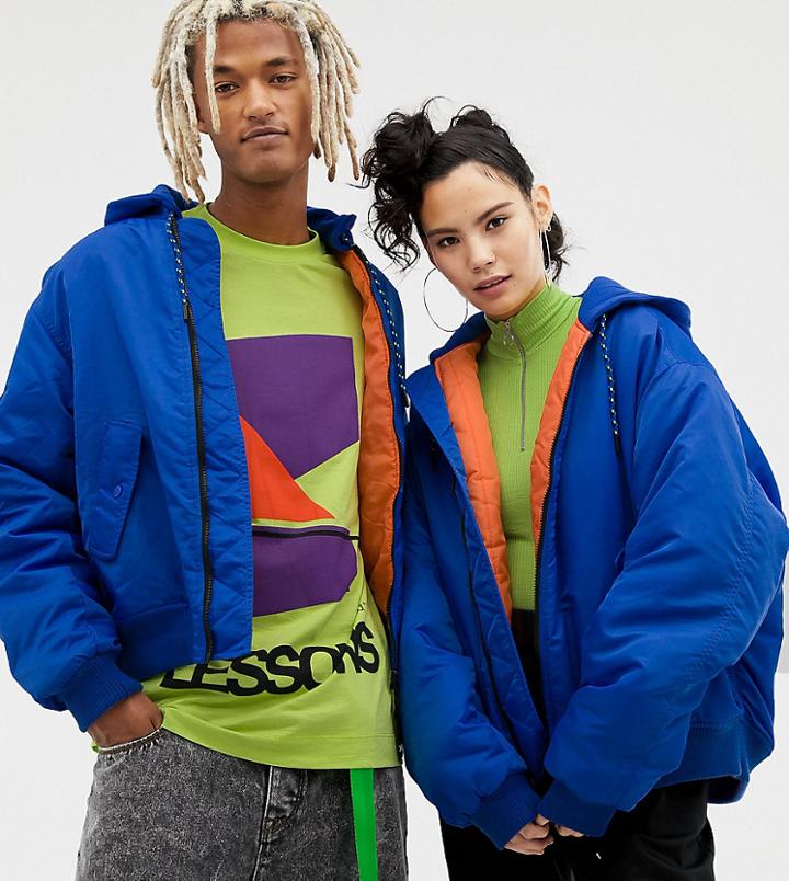 Collusion Unisex Padded Ma1 Bomber Jacket - Blue