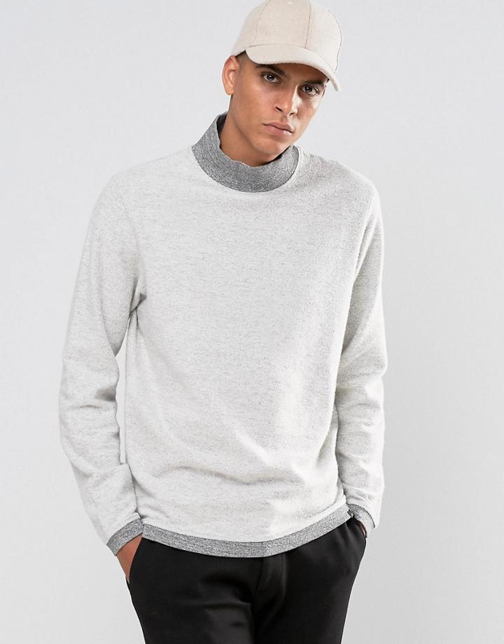 Adpt Sweatshirt With High Neck And Reverse Sweatshirt Detail - Gray