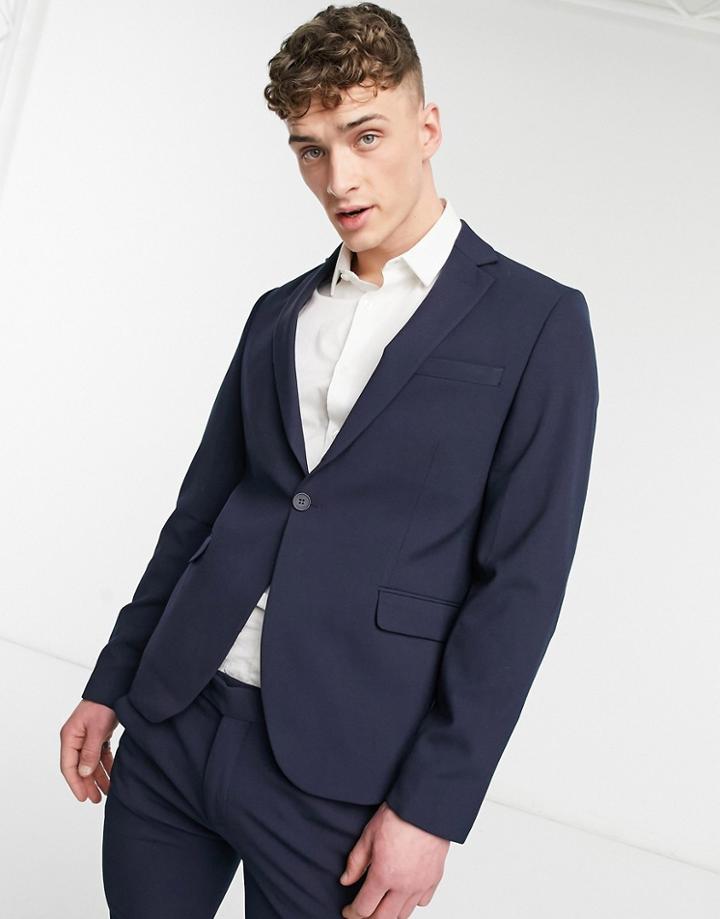 Bolongaro Trevor Plain Skinny Suit Jacket In Navy