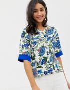 Closet 3/4 Sleeve Cross Over Blouse - Multi